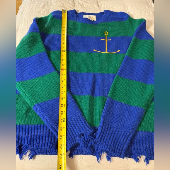 NEW Sandrine Rose Cashmere Sweater - Green and Blue Stripe Sz L - Picture 7 of 10